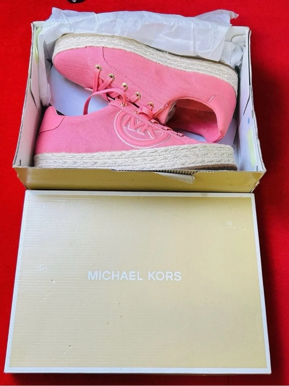 Michael Kors Coral Pink Canvas Espadrille Sneaker